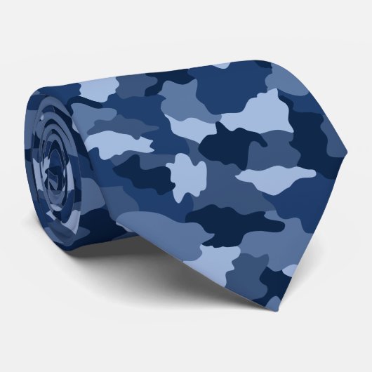 Cravate Camouflage bleu Motif militaire (Roulé)