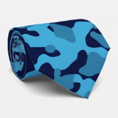 Cravate Camouflage bleu océan en bleu foncé et clair (Roulé)