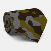 Cravate Camouflage Brown profond en olive foncée et gris (Roulé)