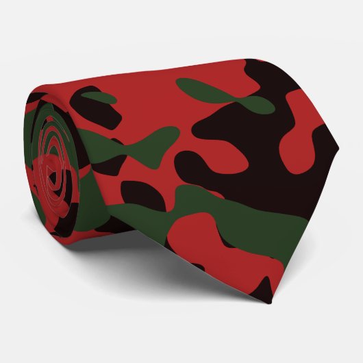 Cravate Camouflage Crimson en vert et noir (Roulé)