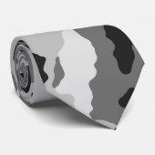 Cravate Camouflage de noir de blanc gris (Roulé)