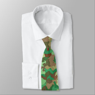 Cravate Camouflage Motif, vert, Brown et Tan