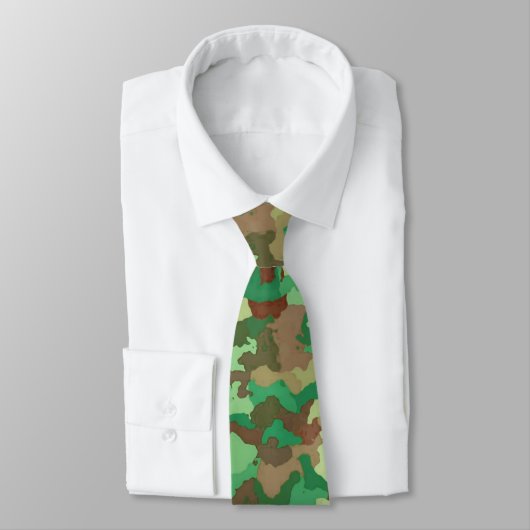 Cravate Camouflage Motif, vert, Brown et Tan (Attaché)