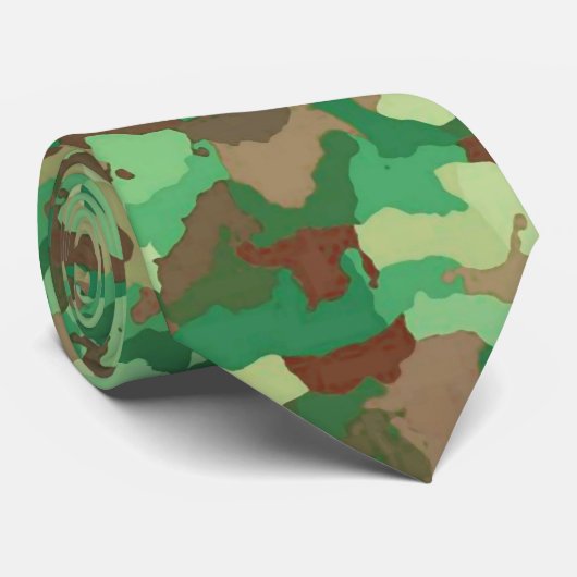 Cravate Camouflage Motif, vert, Brown et Tan (Roulé)