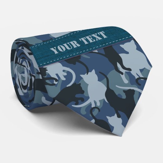 Cravate Camouflage Navy Chats (Roulé)