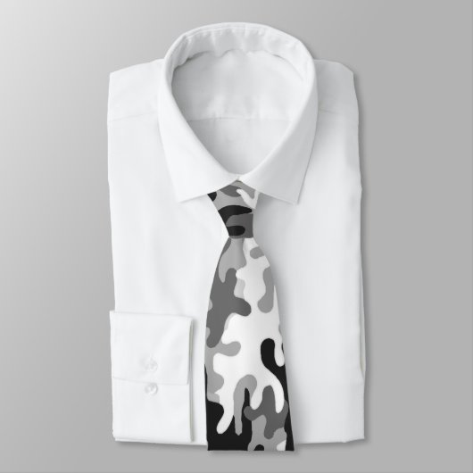 Cravate Camouflage noir et blanc (Attaché)