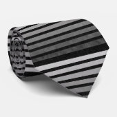 Cravate Camouflage Noir Et Gris Tailles De Ligne Texturées (Roulé)