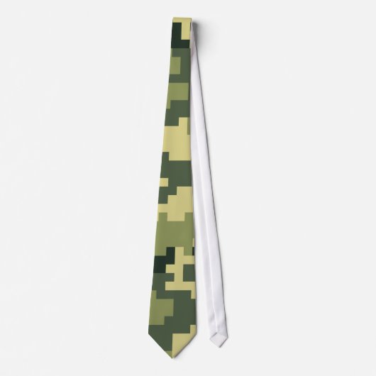 Cravate Camouflage numérique en bois à 8 bits / Camo (Devant)