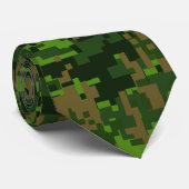 Cravate Camouflage numérique vert de style Woodland (Roulé)