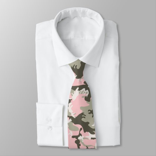 Cravate Camouflage rose et vert, Militaire, Armée (Attaché)