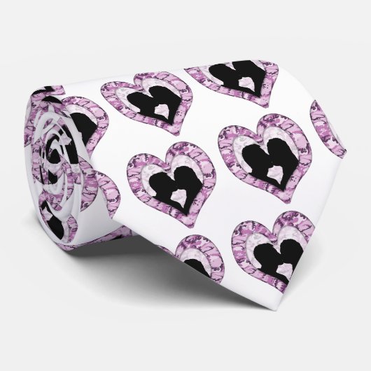 Cravate Camouflage rose/pourpre en bois - Couple baisant (Roulé)