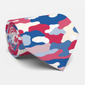 Cravate Camouflage rouge blanc et bleu (Roulé)