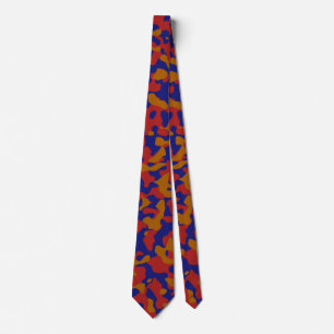 Cravate Camouflage rouge en bleu marine et or