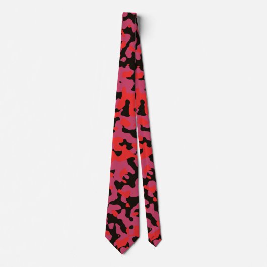 Cravate Camouflage rouge en noir et violet (Devant)