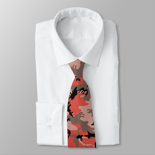 Cravate Camouflage rouge et Brown, Armée (Attaché)