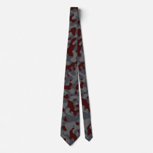Cravate Camouflage rouge foncé en gris