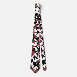 Cravate Camouflage rouge foncé en noir et blanc