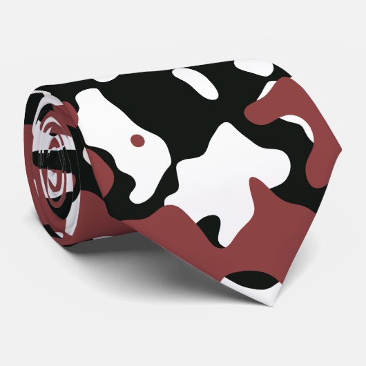 Cravate Camouflage rouge foncé en noir et blanc (Roulé)