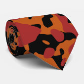 Cravate Camouflage rouge pourpre, orange brûlé et noir (Roulé)