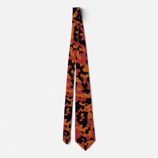 Cravate Camouflage rouge pourpre, orange brûlé et noir (Dos)