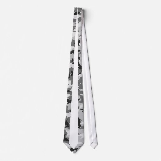 Cravate Camouflage urbain - Noir & Gris - Avec Blanc (Devant)