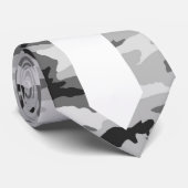 Cravate Camouflage urbain - Noir & Gris - Avec Blanc (Roulé)
