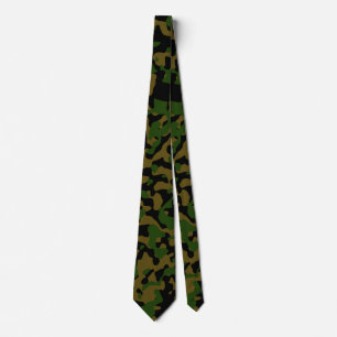 Cravate Camouflage vert en olive et noir
