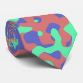 Cravate Camouflage vert menthe, bleu doux et rose clair (Roulé)