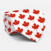 Cravate Canada Rouge Blanc drapeau canadien Motif Feuille  (Roulé)