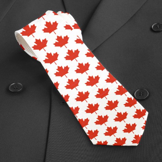 Cravate Canada Rouge Blanc drapeau canadien Motif Feuille 