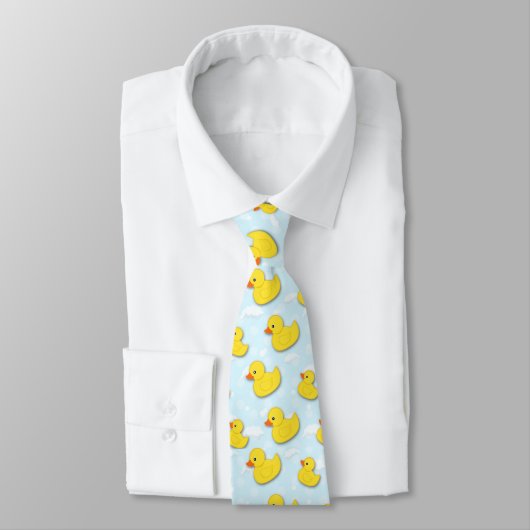 Cravate Canard jaune en caoutchouc bleu clair (Attaché)