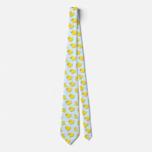 Cravate Canard jaune en caoutchouc bleu clair