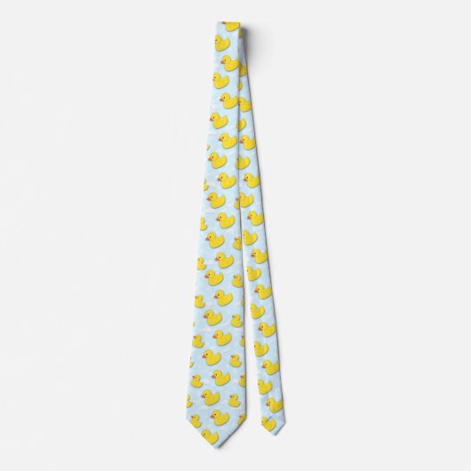 Cravate Canard jaune en caoutchouc bleu clair (Devant)