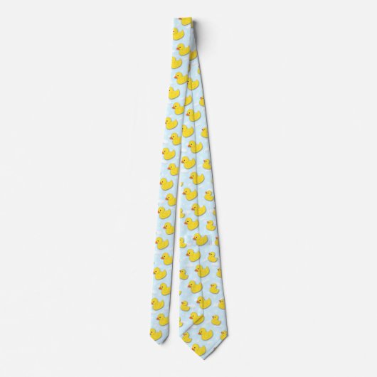 Cravate Canard jaune en caoutchouc bleu clair (Dos)