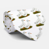 Cravate Canards :  Blanc Crested (Roulé)