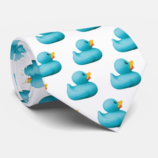 Cravate Canards en caoutchouc bleu personnalisables par st (Roulé)