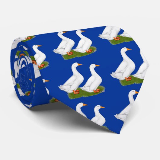 Cravate Canards : Pekins blanc (Roulé)