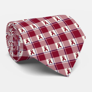 Cravate Cancer de la tête et du cou : plaid bordeaux de se