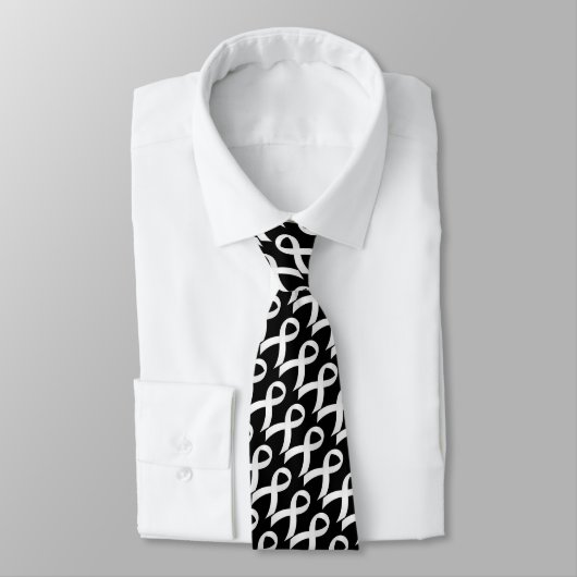 Cravate Cancer de poumon - ruban blanc (Attaché)
