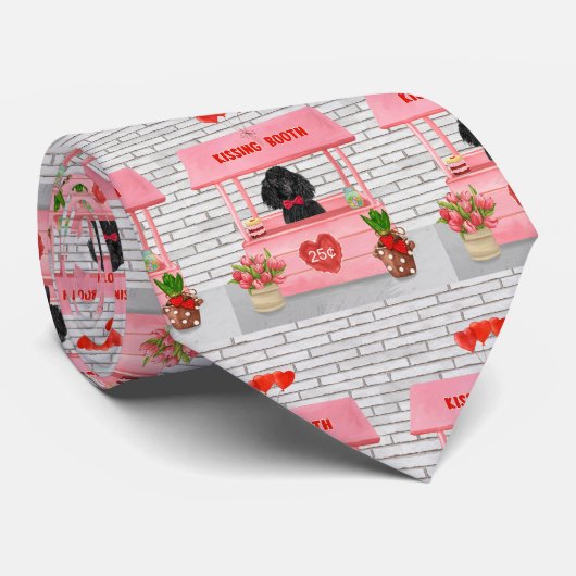 Cravate caniche Chien Valentine's Day Kissing Booth (Roulé)