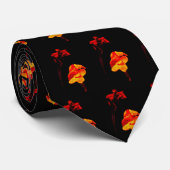 Cravate Canna Lilies sur Noir (Roulé)