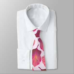 Cravate Canna Tropicanna Feuilles en rose