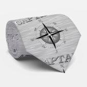 Cravate Capitaine argenté avec le rose de boussole (Roulé)