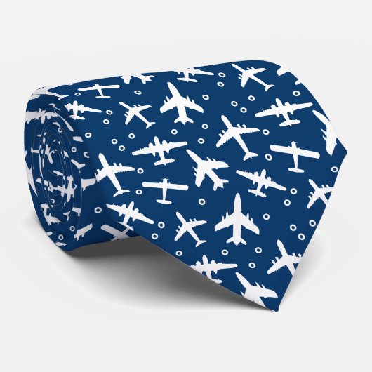 Cravate Capitaine d'avion Pilote Aéronef Motif d'aéronef (Roulé)