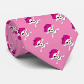 Cravate Capitaine Grace, mode pirate, drapeau Pirates rose (Roulé)