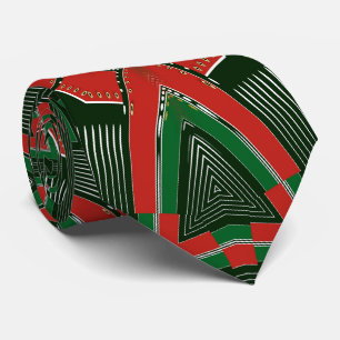 Cravate Capitaine Noël Rouge et Vert Géométrique Scifi Vib