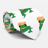 Cravate Caractère grenouille drôle vert (Roulé)