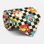 Cravate Caractères LOONEY TUNES™ sur Checker noir et blanc (Roulé)