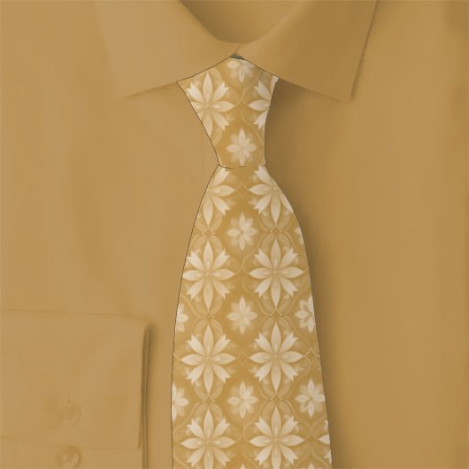 Cravate Caramel floral géométrique