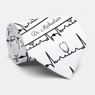 Cravate Cardiogramme Médicale ECG Nom Cardiologue